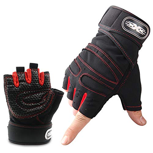  Guantes de levantamiento de pesas para mujeres y hombres,  transpirables, protección de medio dedo, guantes deportivos de fitness,  gimnasio y entrenamiento cruzado para entrenamiento cruzado de fuerza,  dominadas, calistenia : Deportes