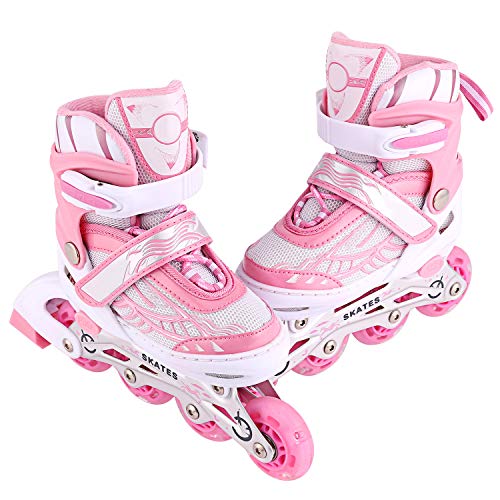 WeSkate Patines en Línea para Niños con Ruedas Luminosas Inline Skates/Rollerblade de Malla Transpirable para Niñas y Niños Tamaño 31-42(Rosa, Azul) WeSkate Patines en Línea para Niños con Ruedas Luminosas Inline Skates/Rollerblade de Malla Transpirable para Niñas y Niños Tamaño 31-42(Rosa, Azul)