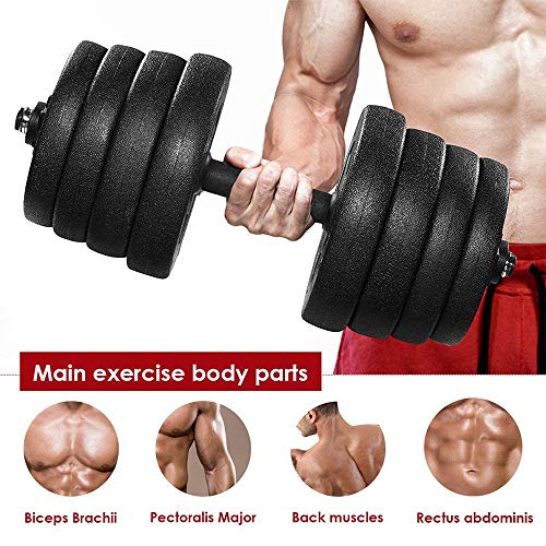 WHCL Barra de Mancuernas Ajustables, Mango de Mancuernas con Collares, Conjunto de Mango de mancuerna roscado Antideslizante para Entrenamiento Diario, Ejercicio de gimnasios caseros WHCL Barra de Mancuernas Ajustables, Mango de Mancuernas con Collares, Conjunto de Mango de mancuerna roscado Antideslizante para Entrenamiento Diario, Ejercicio de gimnasios caseros