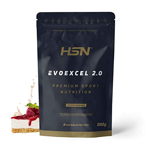Whey Protein Isolate + Concentrate de HSN Evoexcel 2.0 | Batido de Proteínas con Enzimas Digestivas + Probióticos + Calostro | Vegetariano, Sabor Tarta Queso Frutas del Bosque, 500g