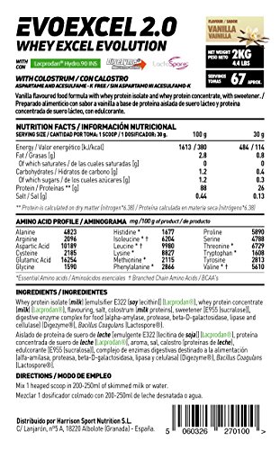 Whey Protein Isolate + Concentrate de HSN Evoexcel 2.0 | Batido de Proteínas con Enzimas Digestivas + Probióticos + Calostro | Vegetariano, Sabor Vainilla, 2Kg Whey Protein Isolate + Concentrate de HSN Evoexcel 2.0 | Batido de Proteínas con Enzimas Digestivas + Probióticos + Calostro | Vegetariano, Sabor Vainilla, 2Kg