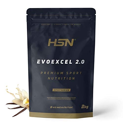 Whey Protein Isolate + Concentrate de HSN Evoexcel 2.0 | Batido de Proteínas con Enzimas Digestivas + Probióticos + Calostro | Vegetariano, Sabor Vainilla, 2Kg