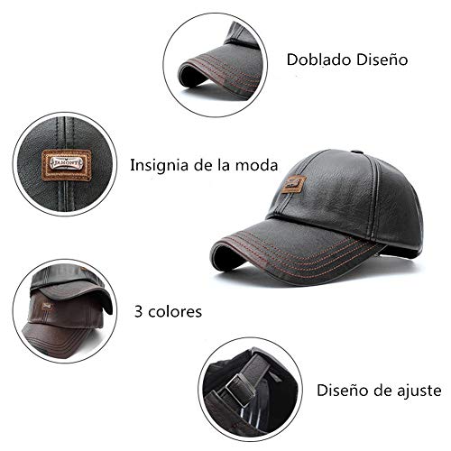 Wiemoon 56-60cm Moda Gorra de Béisbol Hombres Deportes Sombrero Al Aire Libre Gorra de Invierno Café Oscuro