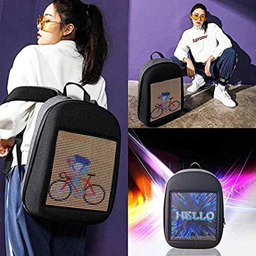 WiFi Mochila led Inteligente, Pantalla LED programable Inteligente Mochila Impermeable 20l Gran Capacidad Mochila Escolar innovadora con Puerto de Carga USB, para Regalo de niño niña,B