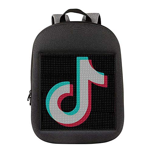 WiFi Mochila led Inteligente, Pantalla LED programable Inteligente Mochila Impermeable 20l Gran Capacidad Mochila Escolar innovadora con Puerto de Carga USB, para Regalo de niño niña,B