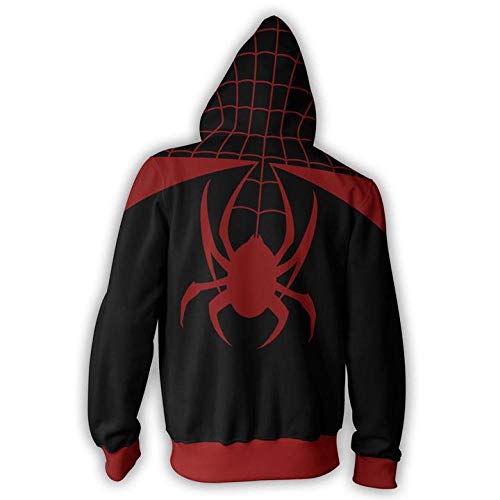 Wijider Sudaderas Hombre Suéter con Capucha de Araña Impresa en 3D con Cremallera Jersey con Capucha Suelta Otoño Cálido Hombres Sudadera Streetwear Hoodies Coat A 4XL