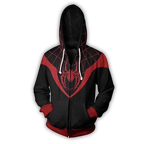 Wijider Sudaderas Hombre Suéter con Capucha de Araña Impresa en 3D con Cremallera Jersey con Capucha Suelta Otoño Cálido Hombres Sudadera Streetwear Hoodies Coat A 4XL