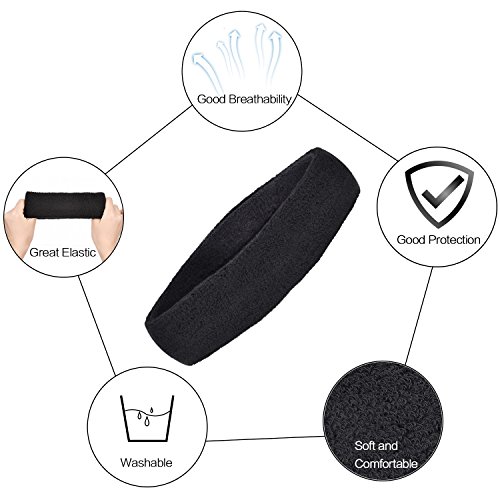WILLBOND 3 Piezas Diadema Deportiva para Hombres y Mujeres, Banda Elástica de Pelo Antideslizante Banda de Cabeza Atlética de Algodón de Absorción de Humedad para Deportes (Negro) WILLBOND 3 Piezas Diadema Deportiva para Hombres y Mujeres, Banda Elástica de Pelo Antideslizante Banda de Cabeza Atlética de Algodón de Absorción de Humedad para Deportes (Negro)