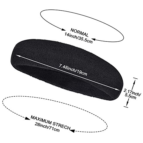 WILLBOND 3 Piezas Diadema Deportiva para Hombres y Mujeres, Banda Elástica de Pelo Antideslizante Banda de Cabeza Atlética de Algodón de Absorción de Humedad para Deportes (Negro) WILLBOND 3 Piezas Diadema Deportiva para Hombres y Mujeres, Banda Elástica de Pelo Antideslizante Banda de Cabeza Atlética de Algodón de Absorción de Humedad para Deportes (Negro)