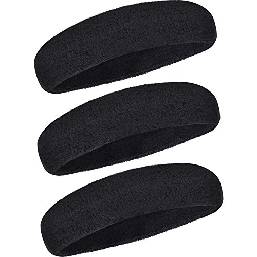 WILLBOND 3 Piezas Diadema Deportiva para Hombres y Mujeres, Banda Elástica de Pelo Antideslizante Banda de Cabeza Atlética de Algodón de Absorción de Humedad para Deportes (Negro) WILLBOND 3 Piezas Diadema Deportiva para Hombres y Mujeres, Banda Elástica de Pelo Antideslizante Banda de Cabeza Atlética de Algodón de Absorción de Humedad para Deportes (Negro)
