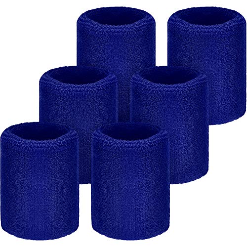 WILLBOND 6 Piezas Muñequeras de Fútbol Baloncesto Correr Athletik Azul