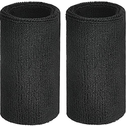 WILLBOND 6 Pulgadas de Muñequera Deportiva Pulsera Elástica Atlética para Deportes, 2 Piezas (Negro)