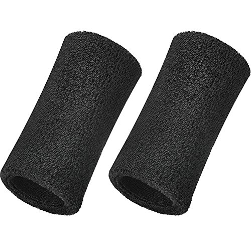 WILLBOND 6 Pulgadas de Muñequera Deportiva Pulsera Elástica Atlética para Deportes, 2 Piezas (Negro)