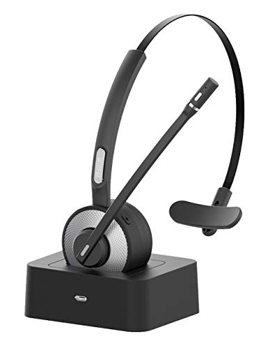 Willful Auriculares con Micrófonos,Auricular Bluetooth Cascos PC con Estación de Carga Cancelación de Ruido, Compatible con PC, iPad, Teléfono Fijo, Skype, Oficina, Manos Libres para Teléfono Fijo