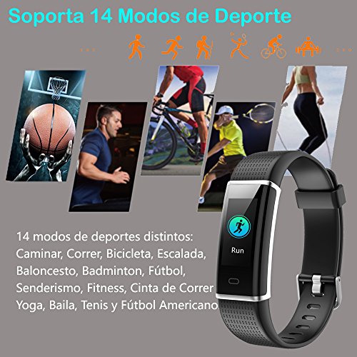 Willful Pulsera Actividad Impermeable IP68 con 14 Modos de Deporte,Pulsera Inteligente con Pulsómetro, Monitor de Calorías, Sueño,Podómetro,Pulsera Deporte para Android y iOS Teléfono móvil (Negro)