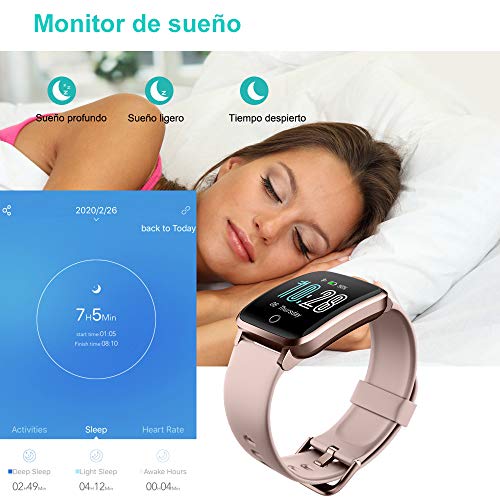 Willful Smartwatch,Pantalla de 1,3 Pulgadas Reloj Inteligente Impermeable IP68 con Pulsómetros para Mujer Hombre, Pulsera de Actividad Inteligente con Monitor de Sueño Contador de Caloría Cronógrafo