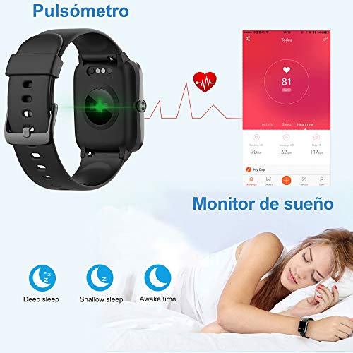 Willful Smartwatch,Reloj Inteligente con Pulsómetro,Cronómetros,Calorías,Monitor de Sueño,Podómetro Monitores de Actividad Impermeable IP68 Smartwatch Hombre Reloj Deportivo para Android iOS