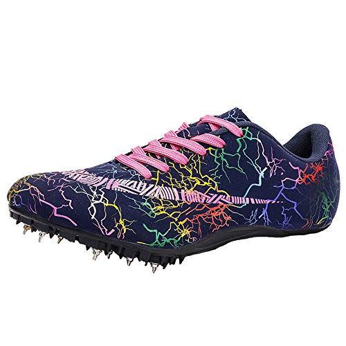 Willsky Zapatillas de Atletismo para Hombres, Zapatillas de Correr Unisex Zapatillas de Sprint Junior para niños Zapatillas de Entrenamiento para Correr para niños Zapatos de Salto Largos,Púrpura,37