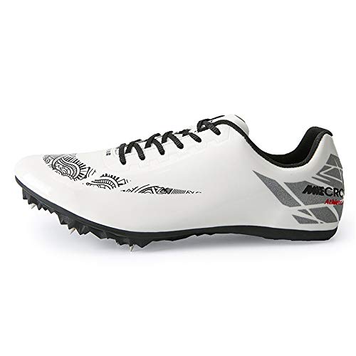 Willsky Zapatillas De Atletismo para Hombres, Zapatillas De Correr Zapatillas Unisex Ligeras para Niños Sprint Zapatillas De Salto De Longitud Competencia para Niños Adultos Dedicada,Blanco,38