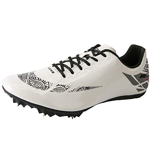 Willsky Zapatillas De Atletismo para Hombres, Zapatillas De Correr Zapatillas Unisex Ligeras para Niños Sprint Zapatillas De Salto De Longitud Competencia para Niños Adultos Dedicada,Blanco,38