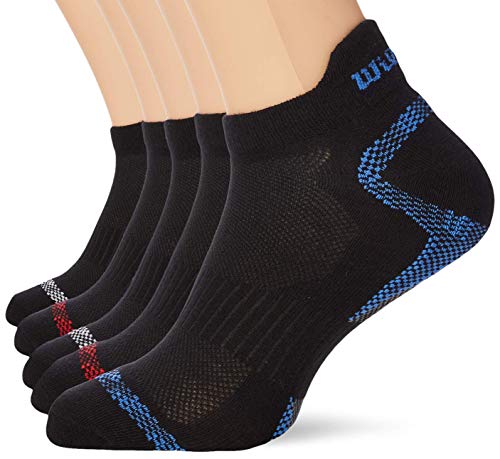 Wilson Calcetines Cortos para Hombre (Pack de 6), NEGRO, 39-42 Wilson Calcetines Cortos para Hombre (Pack de 6), NEGRO, 39-42