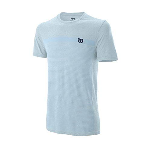 Wilson Hombre, M COMPETITION SEAMLESS CREW, Camiseta de tenis manga corta, Poliéster/Nailon, Azul (Glacier Blue), Talla XL, WRA773507
