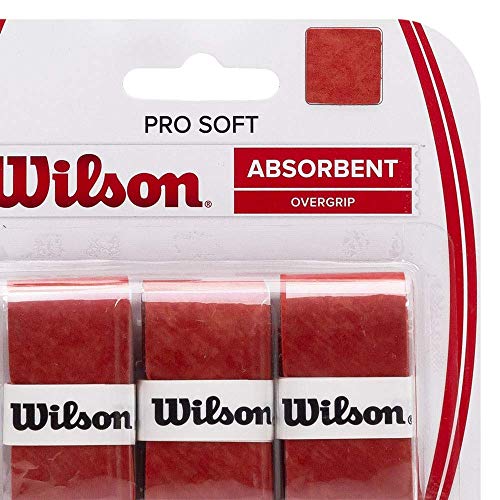 Wilson Pro Soft Overgrip Empuñadura, 3 unidades, unisex, rojo