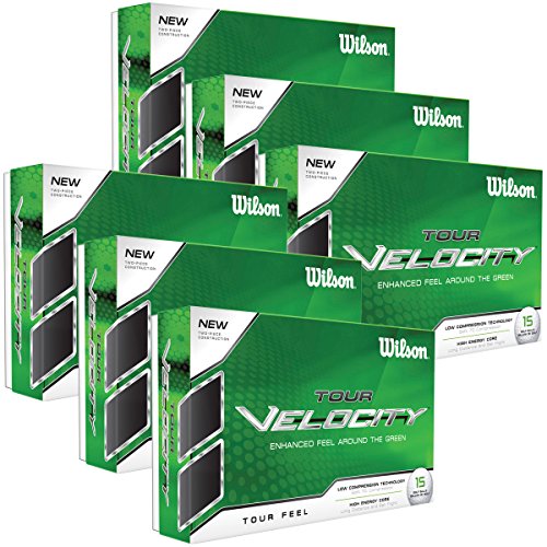 Wilson Staff, Bola de golf blanda, 2 capas, Hombre, Para mejor sensación de la bola y máxima distancia, Pack de 15, Baja compresión, Cobertura de ionómero, Tour Velocity Feel, Blanco, WGWR60300