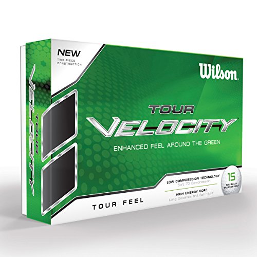 Wilson Staff, Bola de golf blanda, 2 capas, Hombre, Para mejor sensación de la bola y máxima distancia, Pack de 15, Baja compresión, Cobertura de ionómero, Tour Velocity Feel, Blanco, WGWR60300