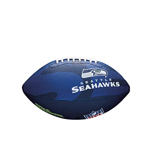 Wilson WTF1534XBSE Pelota de fútbol Americano NFL JR Team Seattle Seahawks Material Compuesto, para niños, Azul/Turquesa, Junior