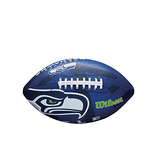 Wilson WTF1534XBSE Pelota de fútbol Americano NFL JR Team Seattle Seahawks Material Compuesto, para niños, Azul/Turquesa, Junior