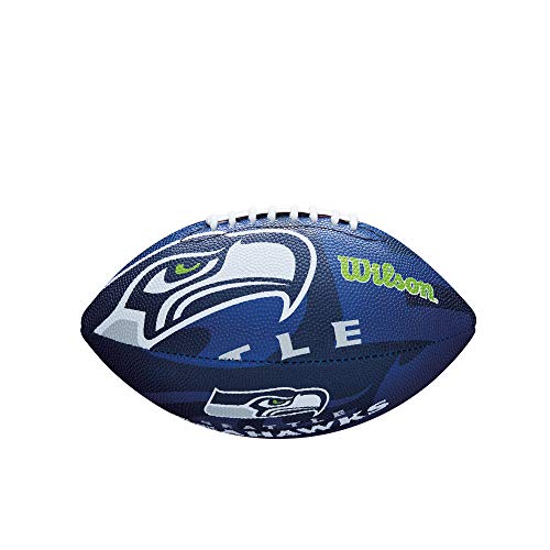 Wilson WTF1534XBSE Pelota de fútbol Americano NFL JR Team Seattle Seahawks Material Compuesto, para niños, Azul/Turquesa, Junior