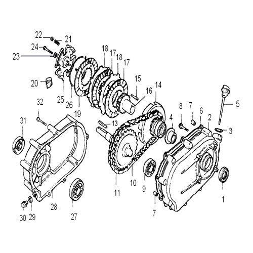 WilTec LIFAN Embrague en baño de Aceite/Embrague centrífugo Q2 (25mm) para Motor 8-15 CV Taller Motores