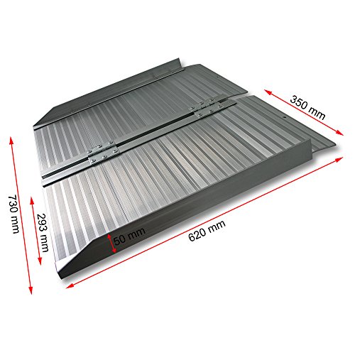 WilTec Rampa Corta de 62cm para un escalón 270kg Aluminio Portátil Plana Minusválidos Acceso Sin barreras WilTec Rampa Corta de 62cm para un escalón 270kg Aluminio Portátil Plana Minusválidos Acceso Sin barreras