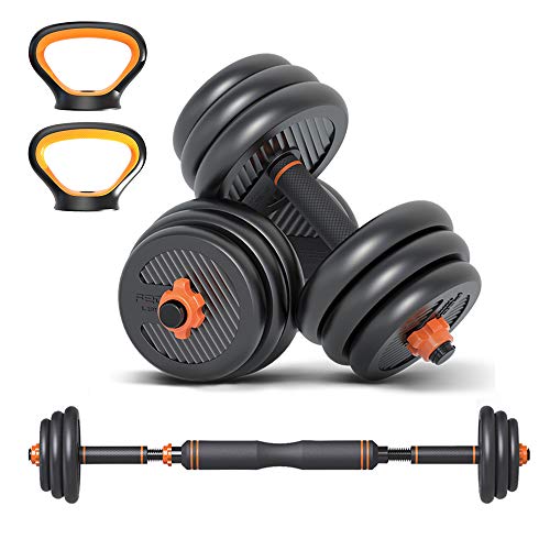 Wind Greeting 6 en 1 Kettlebell & Mancuernas & Barra Conjunto,Juego de Mancuernas Ajustables de 40 kg, Cuatro Modos de Ejercicio Adecuado para el Entrenamiento Familiar y de Fuerza