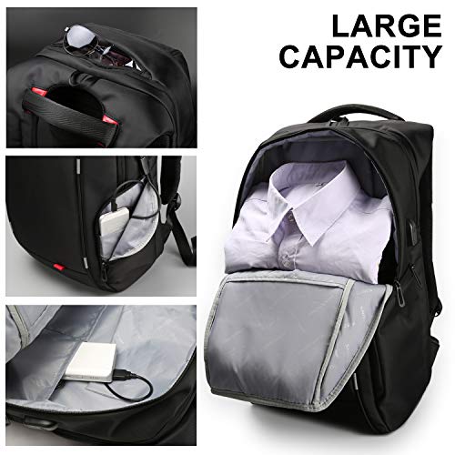 WindTook Mochila Portátil Mochila Trabajo Hombre Impermeable con USB Mochila para Ordenador Portatil 17 Pulgadas Multifunciona Maletín Dackpack Gran Capacidad para Trabajo Viaje 33 x 18 x 49CM Gris