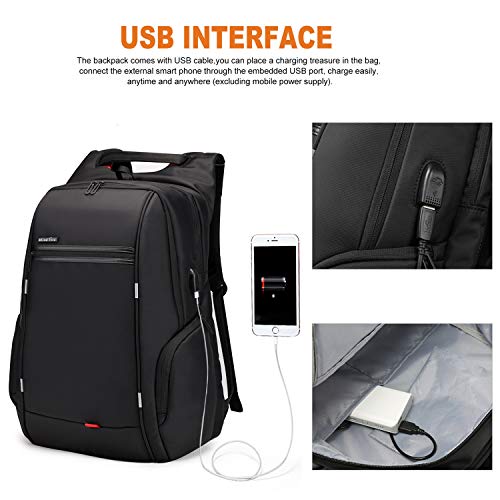 WindTook Mochila Portátil Mochila Trabajo Hombre Impermeable con USB Mochila para Ordenador Portatil 17 Pulgadas Multifunciona Maletín Dackpack Gran Capacidad para Trabajo Viaje 33 x 18 x 49CM Gris