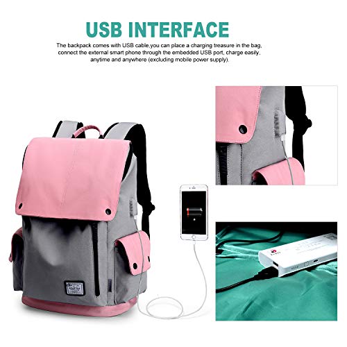 WindTook Mochila Portatil para Mujer y Hombre Mochila Ordenador Portatil 15.6 Pulgadas Mochila Escolar Multiusos Impermeable para Viajes/Negocios/Universidad/Trabajo Rosa