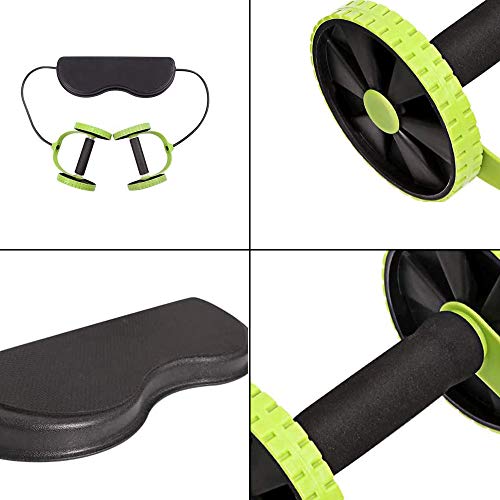 WingFly Doble AB Roller Wheel Gym Fitness Machine Banda de Resistencia Home Workout Machine Portátil Full Body Training Fitness Ejercicio con 5 Bandas Elásticas de Fitness (Equipo 2)