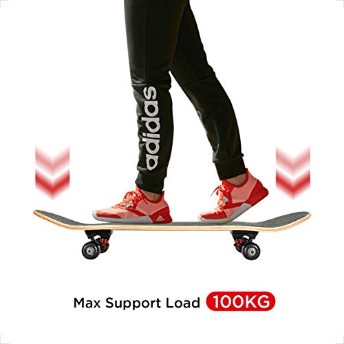 WIN.MAX Completo Skateboard para Principiantes 31"x8" 7 Capas Monopatín de Madera de Arce con rodamientos ABEC-7 Tabla de Skateboard(Celt)