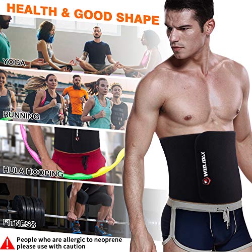 WIN.MAX Faja Reductora Mujer y Hombre,Faja Adelgazante,Faja para Gimnasio de Neopreno, Cinturón Lumbar Abdominal para Sudar y Hacer Deporte,Fitness y Proteger los lumbares (Negro, M)