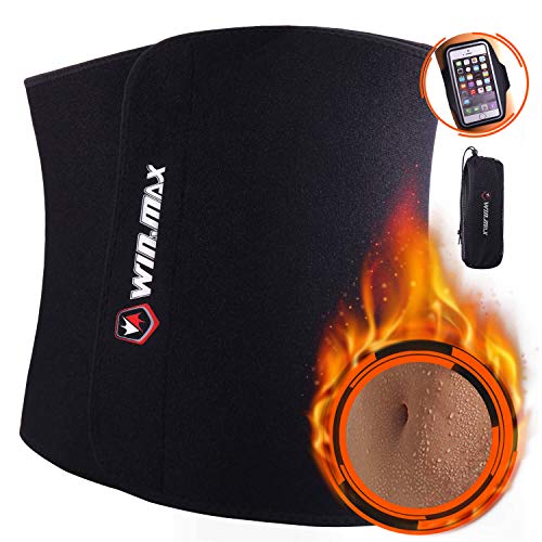 WIN.MAX Faja Reductora Mujer y Hombre,Faja Adelgazante,Faja para Gimnasio de Neopreno, Cinturón Lumbar Abdominal para Sudar y Hacer Deporte,Fitness y Proteger los lumbares (Negro, M)