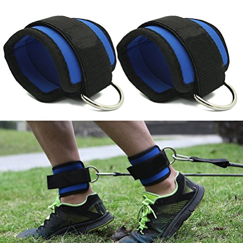 WINOMO 2pcs gimnasio de deporte tobillo correa para Cable máquinas para glúteos y piernas ejercicios de pesas (azul)