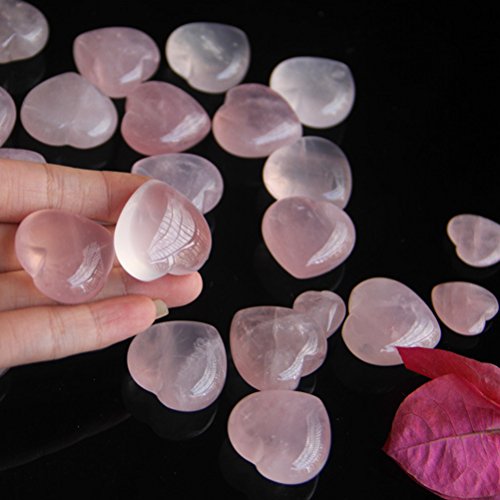 WINOMO colgante de cuarzo rosa Natural en forma de corazón con forma de corazón de piedra de curación con palmera decoración de cristal de piedra para las mujeres y las niñas