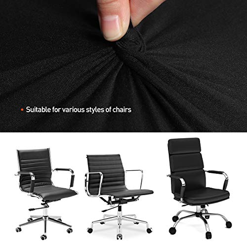 WINOMO Cubiertas de la silla de la computadora de oficina Sillón giratorio Tapa deslizable Extraíble Estiramiento Funda de la silla de escritorio Protector Tamaño L (Negro)