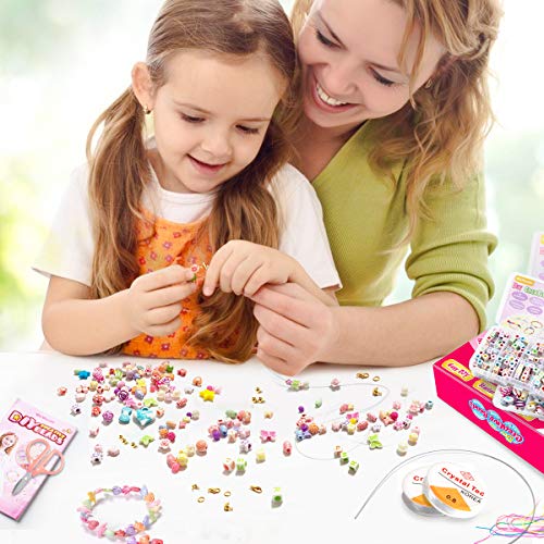 WinWonder Niños Bricolaje Conjunto de Cuentas,1150 PCS Pulseras Collares de Joyas para Niñas Cuentas para la Fabricación de Joyas para Niños