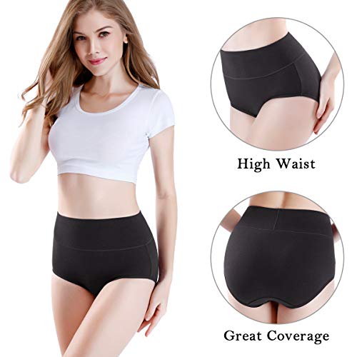 wirarpa Braguitas Culotte Algodón para Mujer Bragas de Cintura Alta Cómodo Faja Reductora Ajustan Shapewear Pack de 4 Talla 38