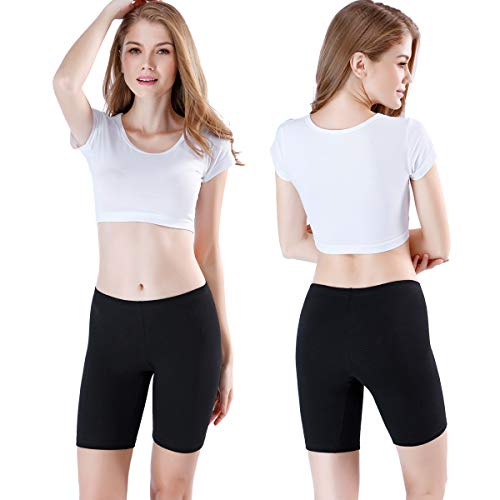 wirarpa Shorts Leggings Pantalon Cortos Algodon Mujer 3 Pack Cintura Alta Bragas Seguridad Boxer Mujer Tallas Grandes Negro L