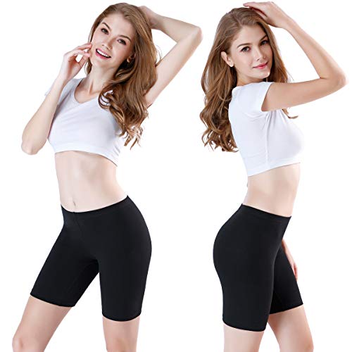 wirarpa Shorts Leggings Pantalon Cortos Algodon Mujer 3 Pack Cintura Alta Bragas Seguridad Boxer Mujer Tallas Grandes Negro L