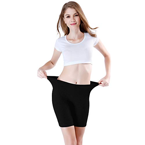 wirarpa Shorts Leggings Pantalon Cortos Algodon Mujer 3 Pack Cintura Alta Bragas Seguridad Boxer Mujer Tallas Grandes Negro L